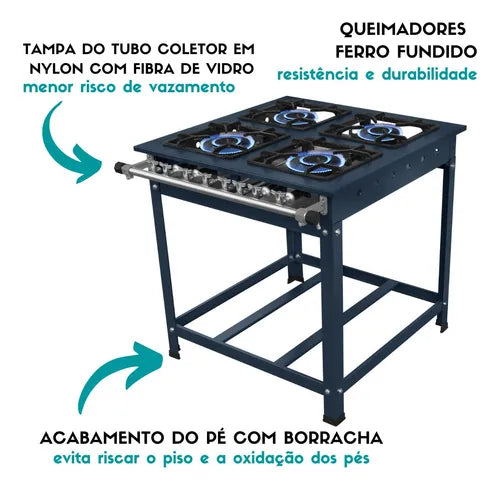 Fogão Industrial Para Cozinha 4 Bocas Baixa Pressão - Js Martins