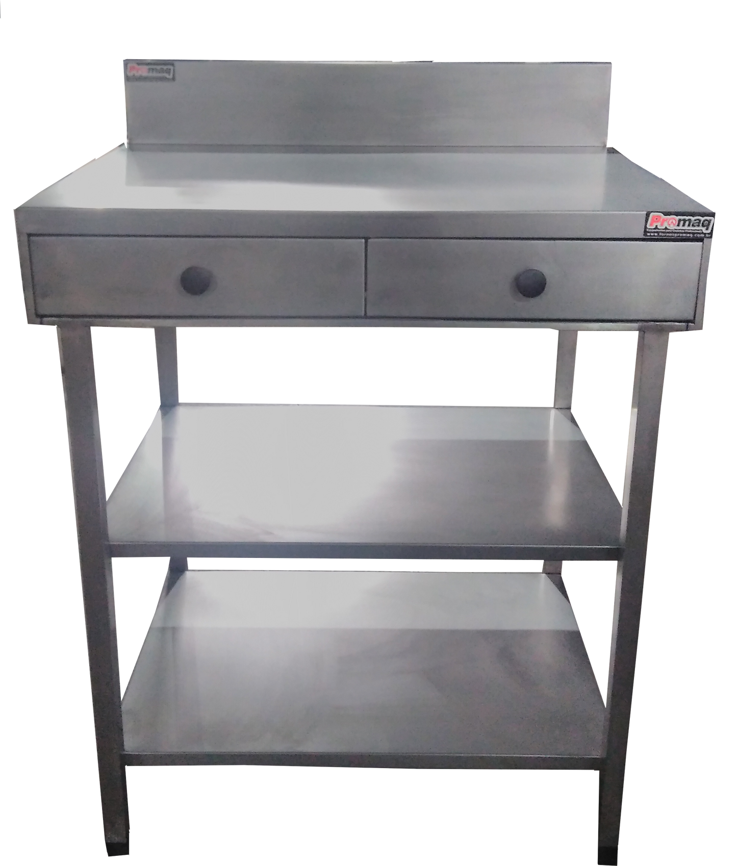 Mesa Com Gavetas E Prateleiras em Aço Inox - Promaq