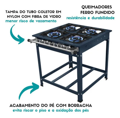 Fogão Industrial Para Cozinha 4 Bocas Baixa Pressão - Js Martins