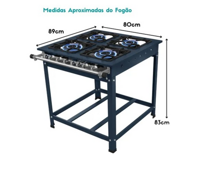 Fogão Industrial Para Cozinha 4 Bocas Baixa Pressão - Js Martins