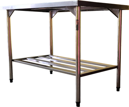 Mesa com Prateleira Gradeada (1500X700X850mm) em Aço Inox- Promaq