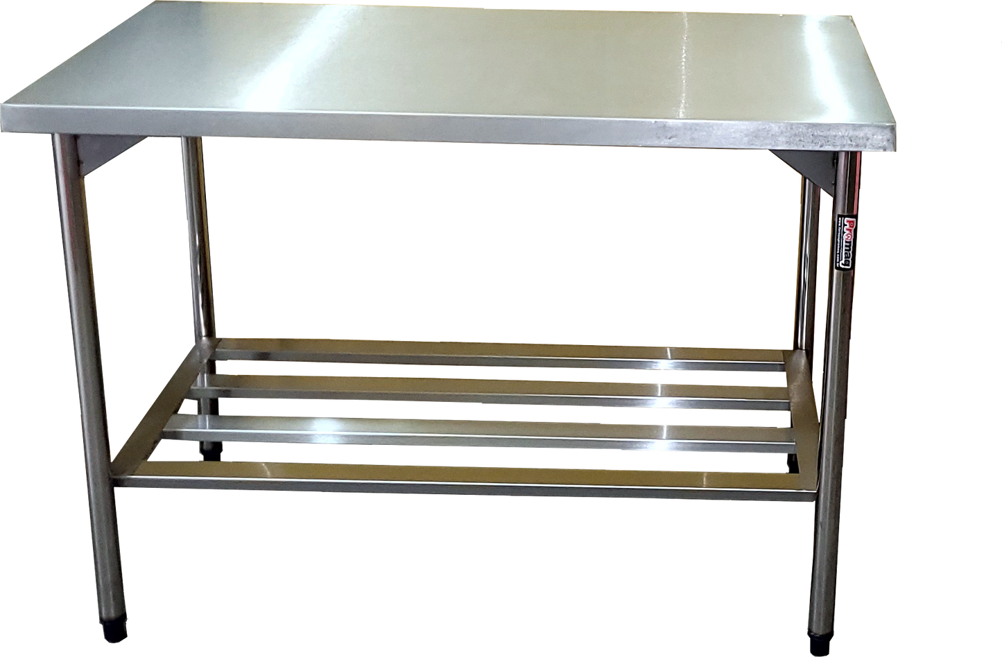 Mesa com Prateleira Gradeada (1500X700X850mm) em Aço Inox- Promaq