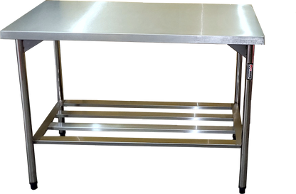 Mesa com Prateleira Gradeada (1500X700X850mm) em Aço Inox- Promaq
