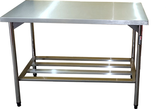 Mesa com Prateleira Gradeada (700X700X850mm) em Aço Inox- Promaq