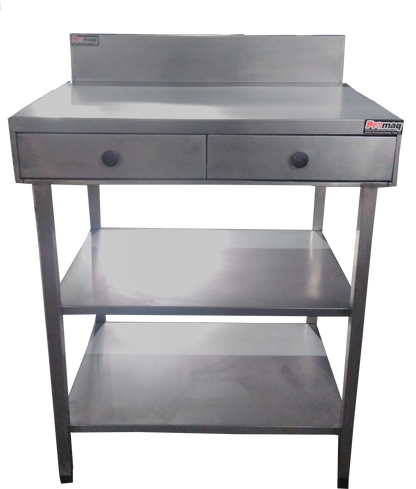 Mesa Com Gavetas E Prateleiras em Aço Inox - Promaq