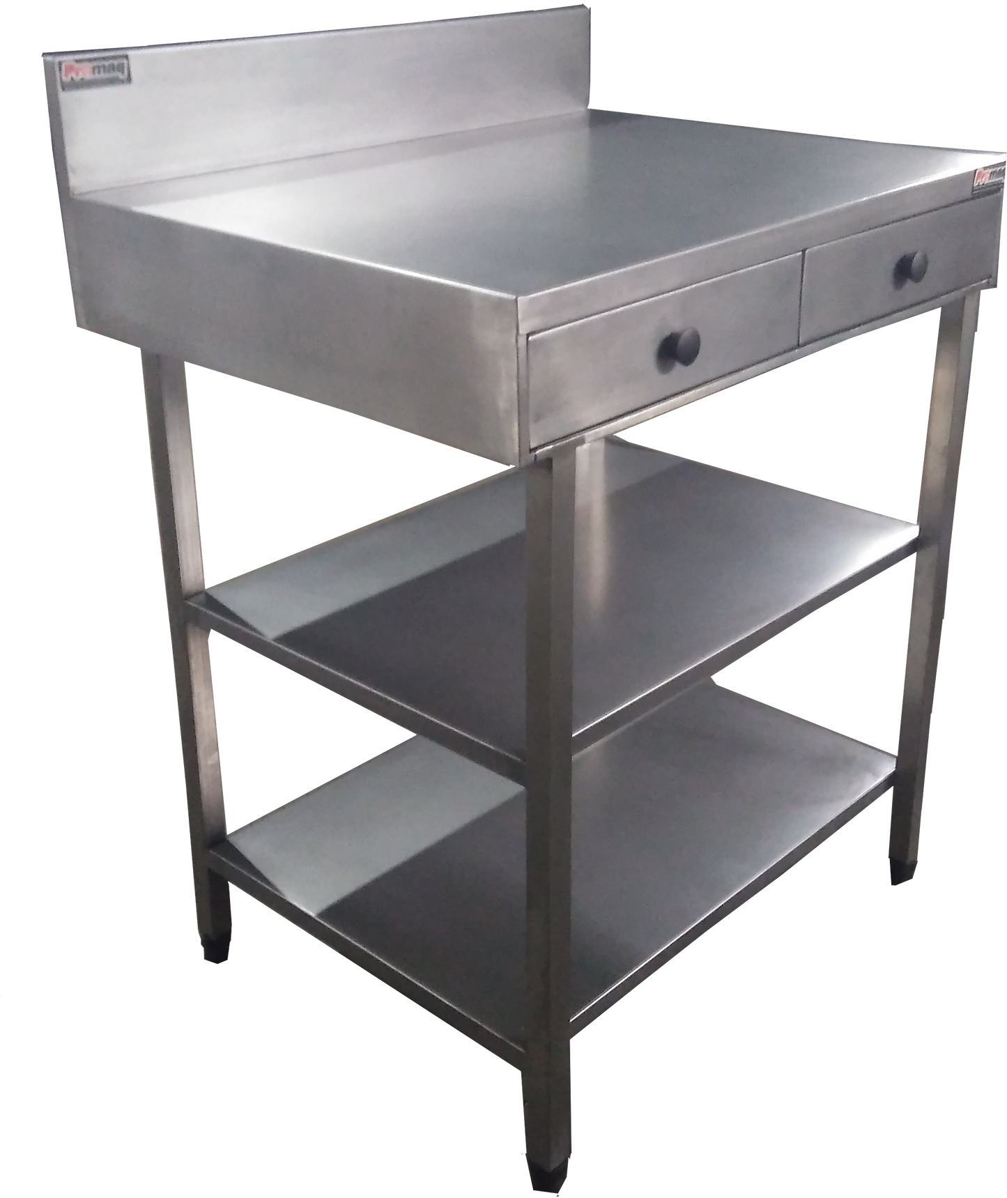 Mesa Com Gavetas E Prateleiras em Aço Inox - Promaq