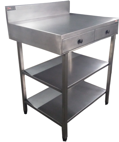 Mesa Com Gavetas E Prateleiras em Aço Inox - Promaq