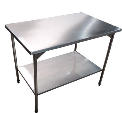 Mesa com 2 prateleiras em Aço Inox Plano Liso (700X700X850) - Promaq