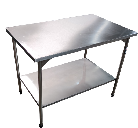 Mesa com 2 prateleiras em Aço Inox Plano Liso (700X700X850) - Promaq