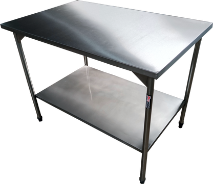 Mesa com 2 prateleiras em Aço Inox Plano Liso (700X700X850) - Promaq
